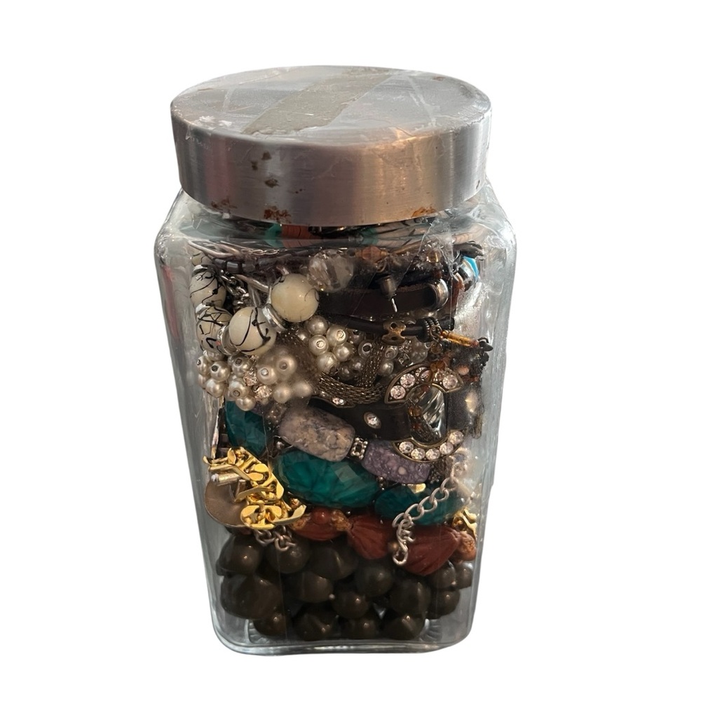 Jewelry Jar 7” Square Mixed Vintage Retro New Assorted